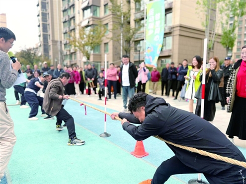 拔河比赛现场十分热闹